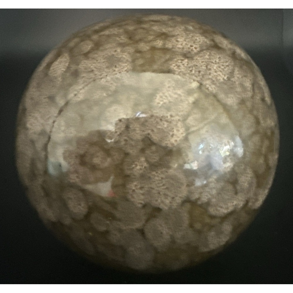 MCM Smokey Brown Hollow 3" Blown Glass Ball/Sphere/ Paperweight Orb .5" Opening